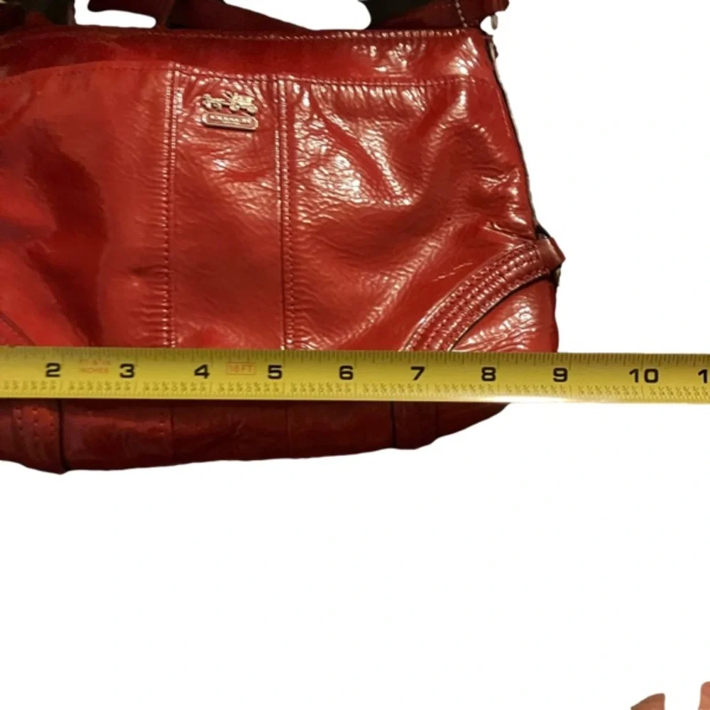 Coach , red patent shoulder bag.